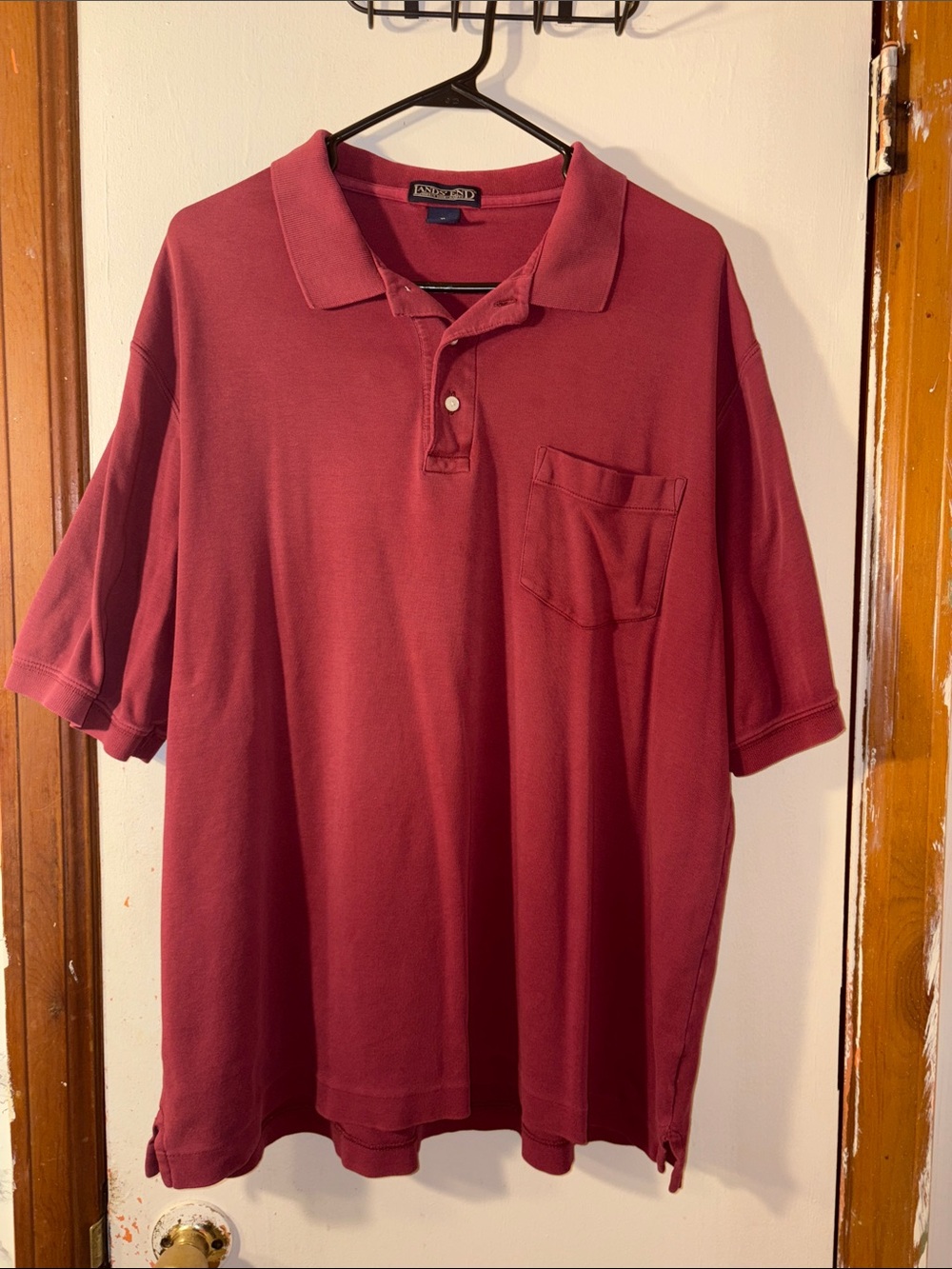 Land’s End Men's Maroon Polo with Chest Pocket